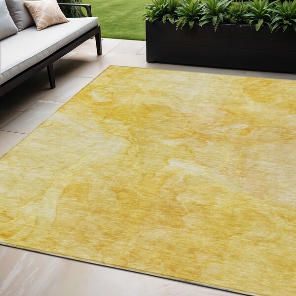 Homeroots 5' X 8' Gold And Yellow Nautical Washable Indoor Outdoor Area Rug 581732 - main