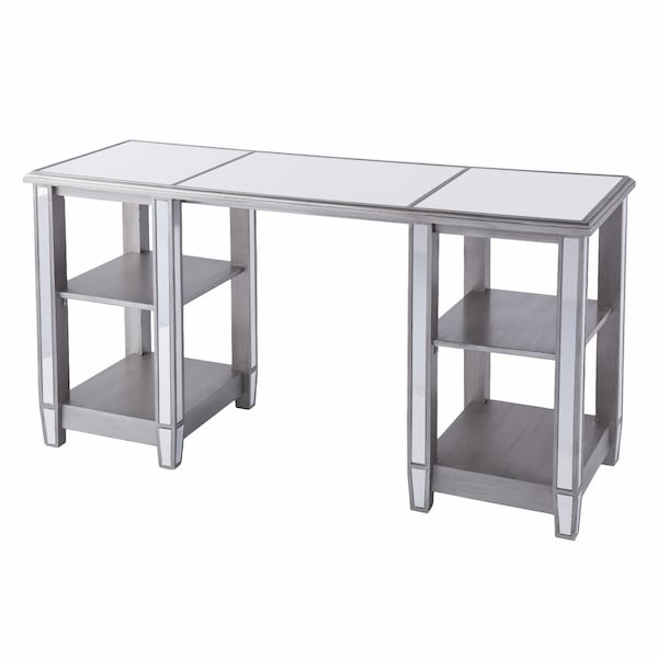Homeroots 50" Silver Mirrored Writing Desk 402052 - main