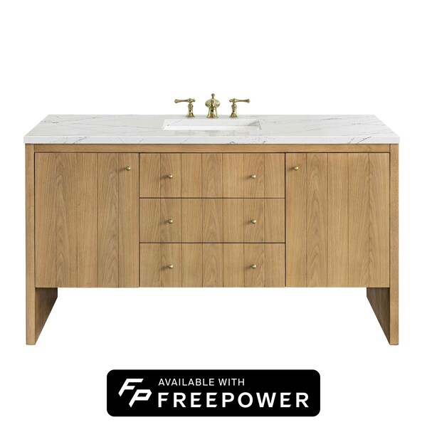 James Martin Vanities Hudson 60 in. Single Vanity, Light Natural Oak w/ 3 CM Ethereal Noctis Top 435-V60S-LNO-FENC - main