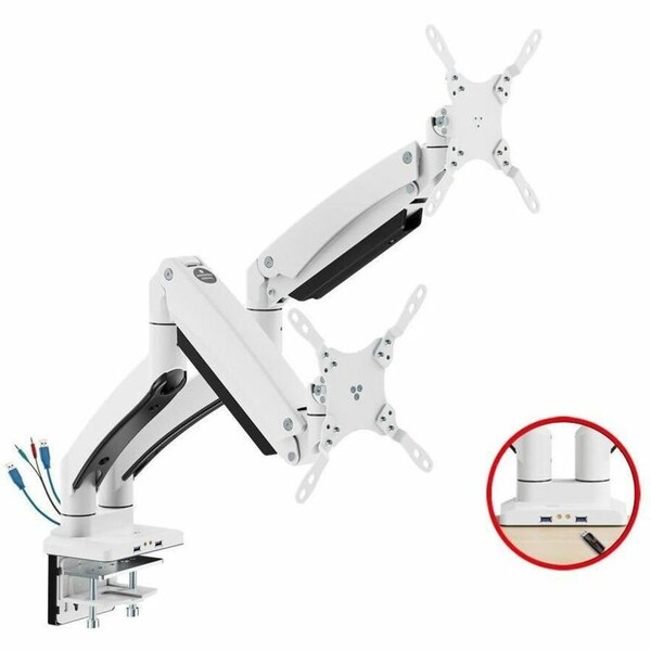 Siig Dual Aluminum Desk Mount with USB Port CE-MT3211-S1 - main