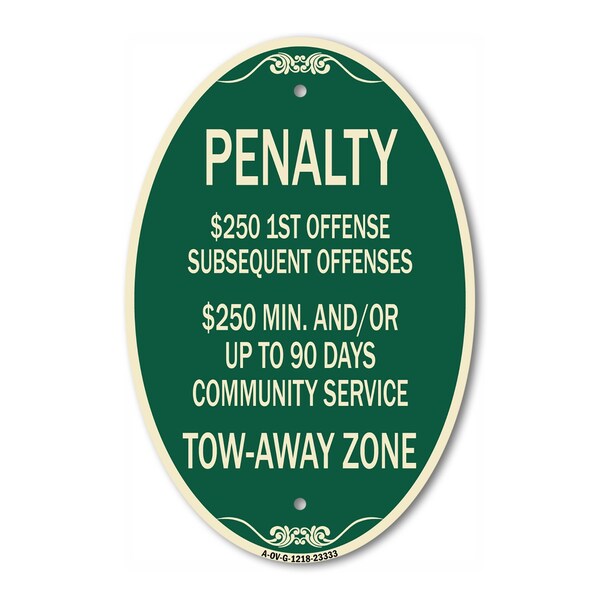 Signmission Penalty $250 1st Offense Subsequent Offenses, 12 In X 18 In Architectural, Heavy Gauge Aluminum A-OV-G-1218-23333 - main