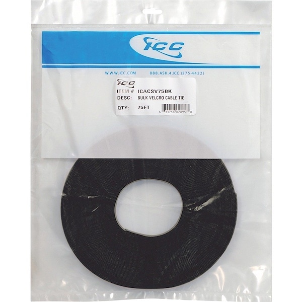 Icc hook and loop Tie Bulk 75ft - Black ICACSV75BK - main