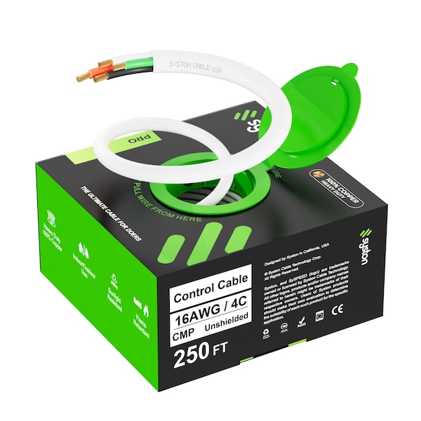 Syston Cable Technology 16/4 Fire Alarm Security Cable, 100% Stranded Copper, Plenum CMP Unshielded, Low Voltage Use, 250 ft 5903-250WH - main