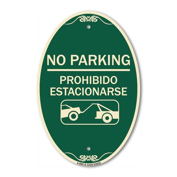 Signmission No Parking - Prohibido Estacionarse With Car, 12 In X 18 In Architectural, Heavy Gauge Aluminum A-OV-G-1218-23632 - main