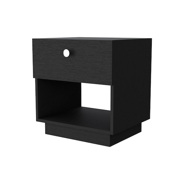 Homeroots 20" Black Wood One Drawer Nightstand with Integrated Tech 518174 - main
