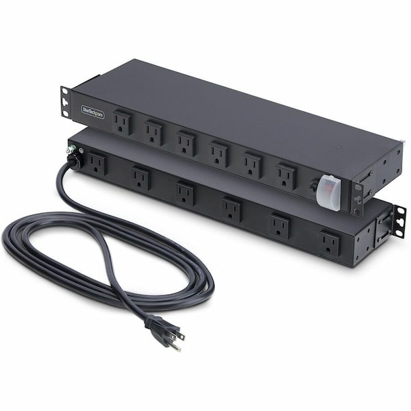 Startech.Com 12-OUTLET RACKMOUNT PDU, 1U SERVER POWER STRIP WITH WIDE-SPACED RIGHT-ANGLE PORT 1215B8H-RACK-PDU-RA - main