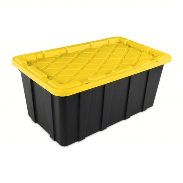 Sterilite Stack & Nest Storage Tote W/ Lid, 38 gal, 37-1/2 in L x 21-5/8 in W x 15-7/8 in H, Black, Plastic 50679Y04 - main