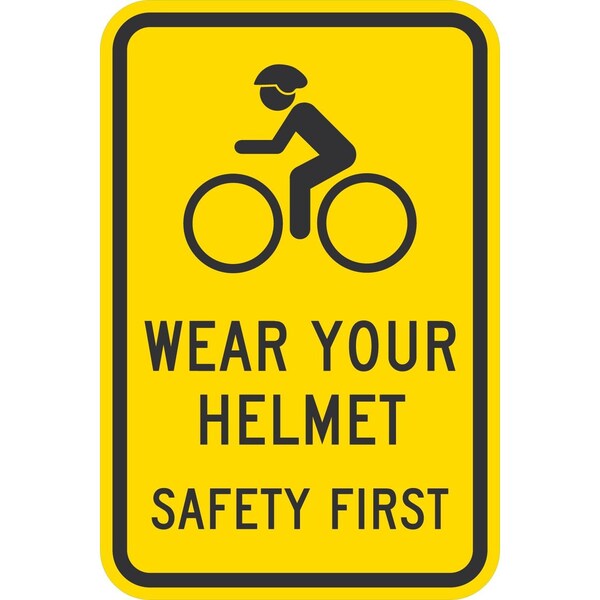 Lyle Wear Your Helmet Safety First (W/Sym), 12x18, Diamond Grade, Yellow G-2550-DG_12x18 - main