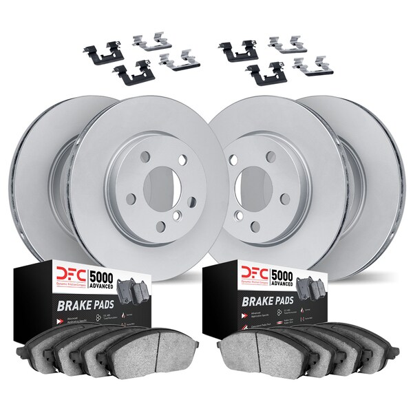Dynamic Friction Co DFC GEOMET Rotors with 5000 Advanced Brake Pads includes Hardware 9514-63223 - main