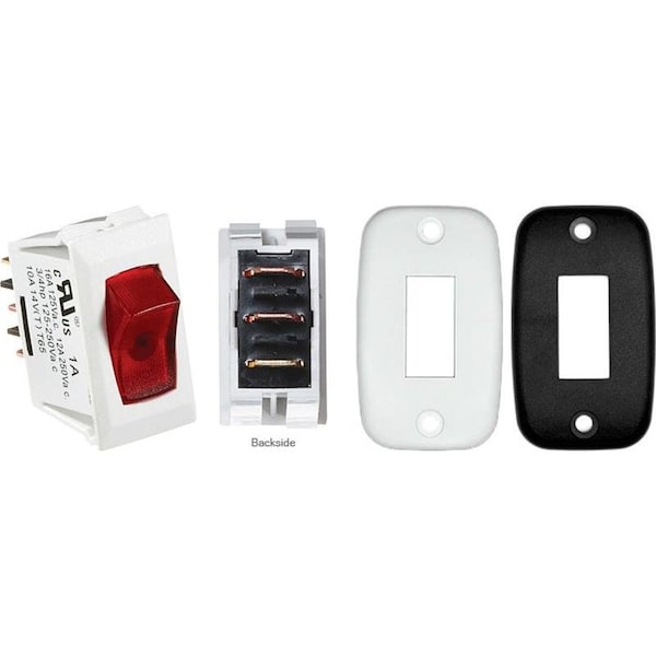 Rv Designer WHITE W/RED INDICATOR LIGHTS - CUT-OUT .550IN X 1.125IN S365 - main