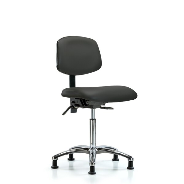 Blue Ridge Ergonomics Chair, Vinyl, Med Bench, Chrome Glides, Gry, No Arms, 22" to 29" Height, Charcoal BR-VMBCH-CR-T0-A0-NF-RG-8605 - main
