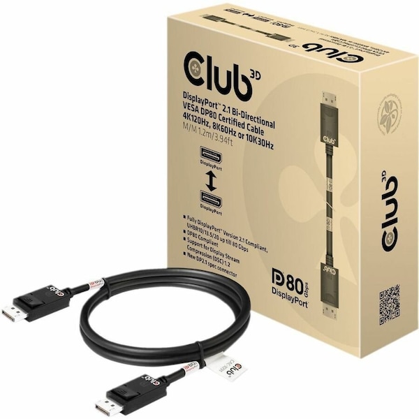 Club 3D B.V DP80 VESA 1.2M/394FT CABLE M-M DP80 CERTIFIED CABLE 1.2M/3.94FT CAC-1091 - main