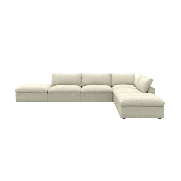 Homeroots Khaki Linen Blend Modular L Shaped Six Piece Corner Sectional 714558 - main