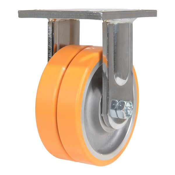 Vestil Sirius Polyurethane Dual Rigid Caster 5 In. Diameter x 2 In. Width 1200 lb Orange/Gray CST-FXE-5X2DSI-R - main
