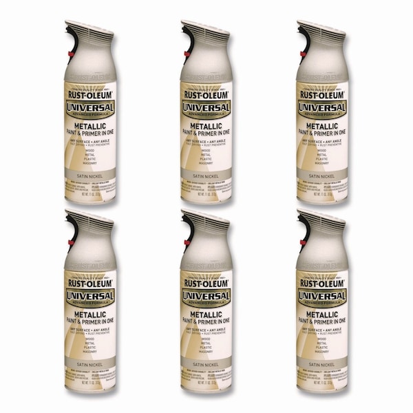 Rust-Oleum Universal Premium Spray Paint, Aged Nickel, 12 oz Aerosol Can, 6PK 249130 - main