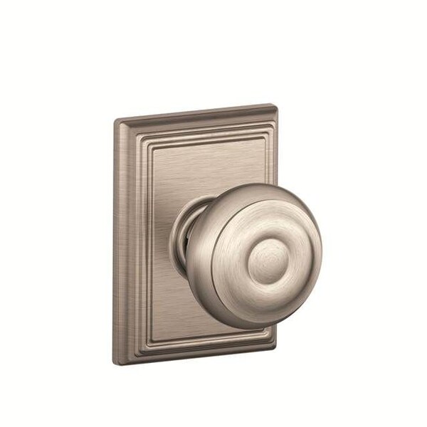 Schlage Residential Georgian Knob with Addison Rose Dummy Interior Trim Satin Nickel Finish F94GEO619ADD - main