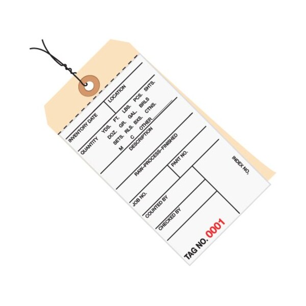 Box Packaging 2 Part Carbonless Inventory Tags, 2500-2999, Pre Wired, #8, 6-1/4"L x 3-1/8"W, 500/Pack G15063 - main
