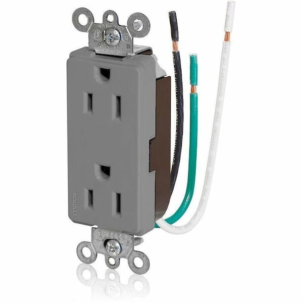 Leviton Commercial Grade Decora Receptacle, 15 Amp, 125 Volt 16252-LGY - main