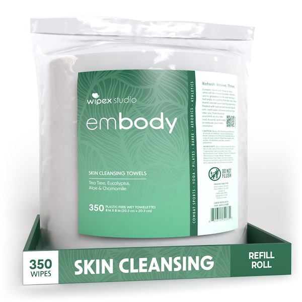 Wipex Natural Body Wipes 350ct Refills, Tea Tree/Eucalyptus, Plant-Based Fitness Shower Wipes WX72233EBR - main