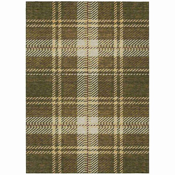 Homeroots 3' X 5' Olive Green Gold And Brown Plaid Washable Indoor Outdoor Area Rug 596351 - main