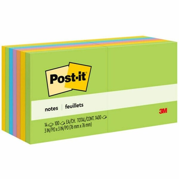 Post-It Pad, Post-It, Note3"x3", Assortd, PK14 654-14AU - main