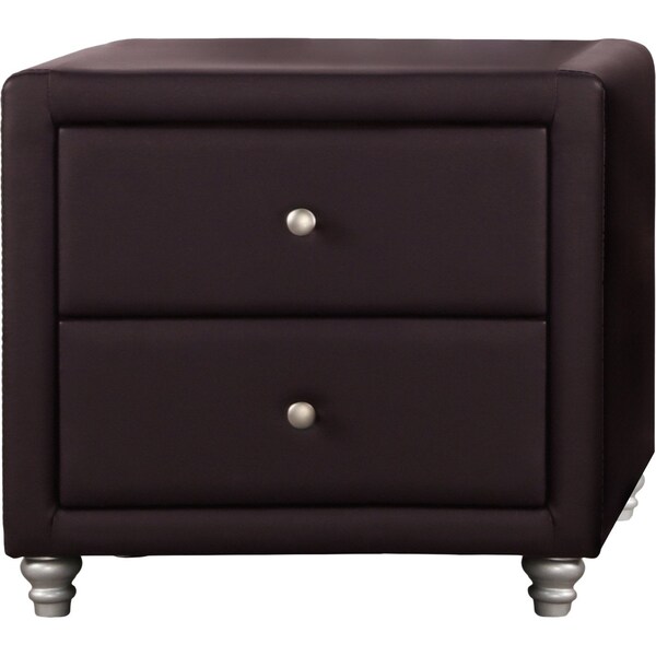 Homeroots Brown Upholstered 2 Drawer Nightstand 396979 - main