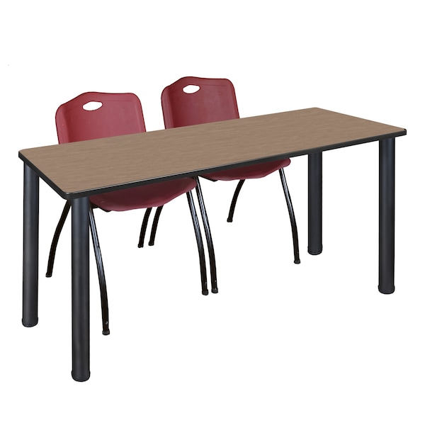 Regency Kee Training Table W/ 2 M Stack Chairs, 66 in W, 24 in L, Noble Oak MT6624NOBPBK47BY - main