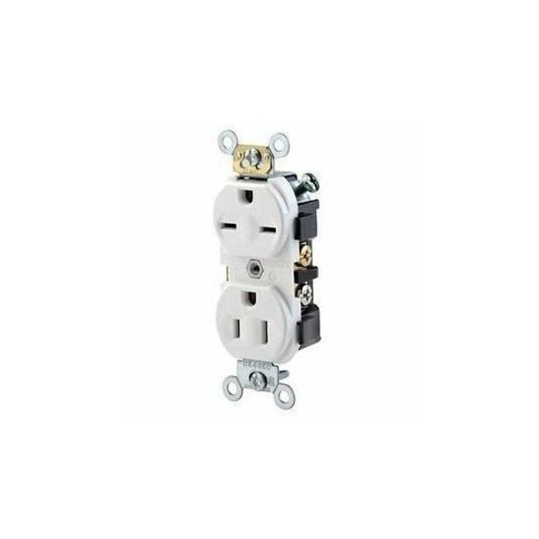 Leviton Straight Blade Receptacle, 5-15R, 6-15R, 15 A, 125V AC, 2 Pole, 3 Wire, Flush Mount, Self-Grounded 5031-W - main