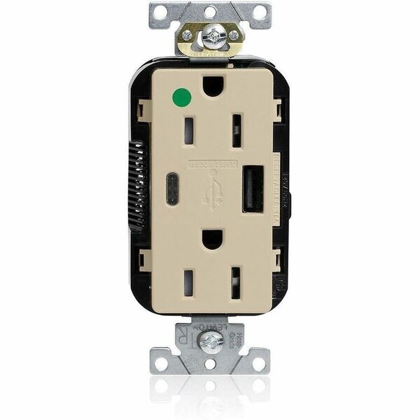 Leviton Duplex Outlet, USB A/C, Ivory, 15A, 125V M56AC-HGI - main