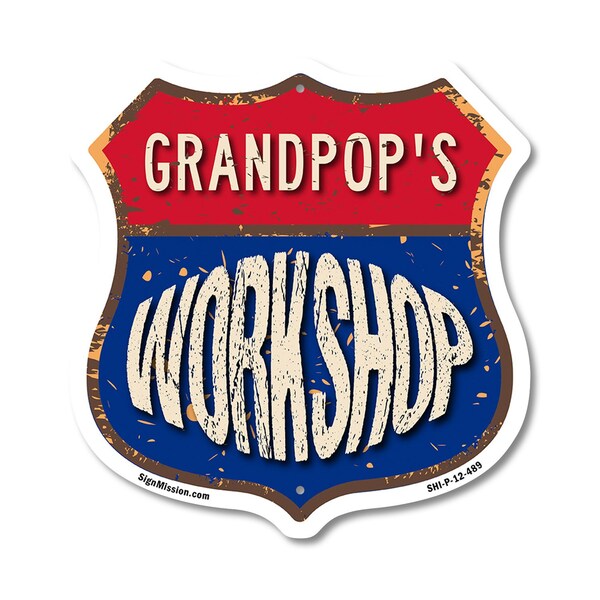 Signmission Grandpop's Workshop, 12 Inch X 12 Inch, Plastic Sign SHI-P-12-489-GRANDPOP - main