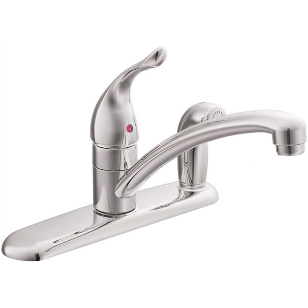 Moen Chateau Single-Handle Standard Kitchen Faucet with Side Sprayer on Deck in Chrome 7434 - main
