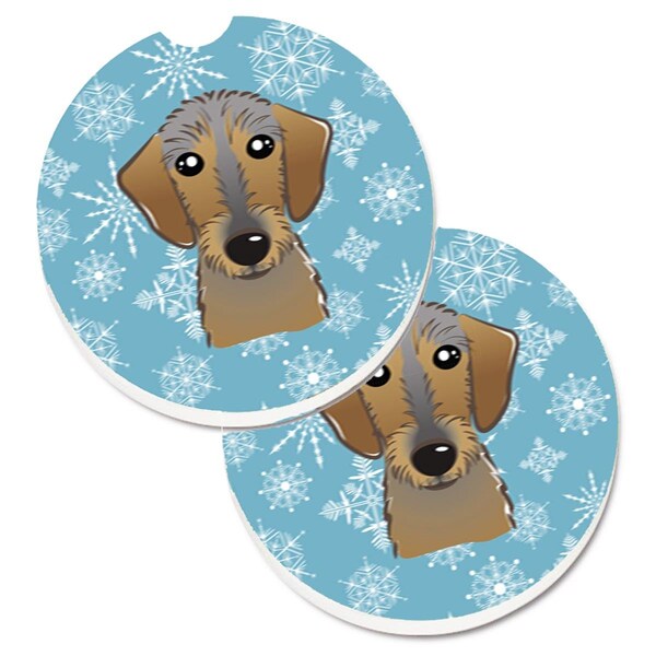 Carolines Treasures Snowflake Wirehaired Dachshund Cup Holder Car Coaster, PK2 BB1667CARC - main
