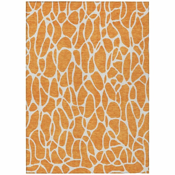 Homeroots 5' X 8' Orange And Ivory Geometric Washable Indoor Outdoor Area Rug 599299 - main