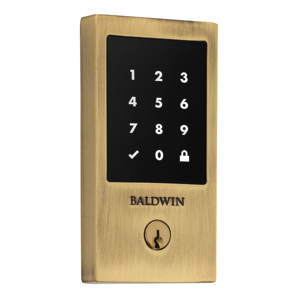 Baldwin Touchscreen Deadbolts Single Cylinder Satin Brass and Brown 8225060 - main