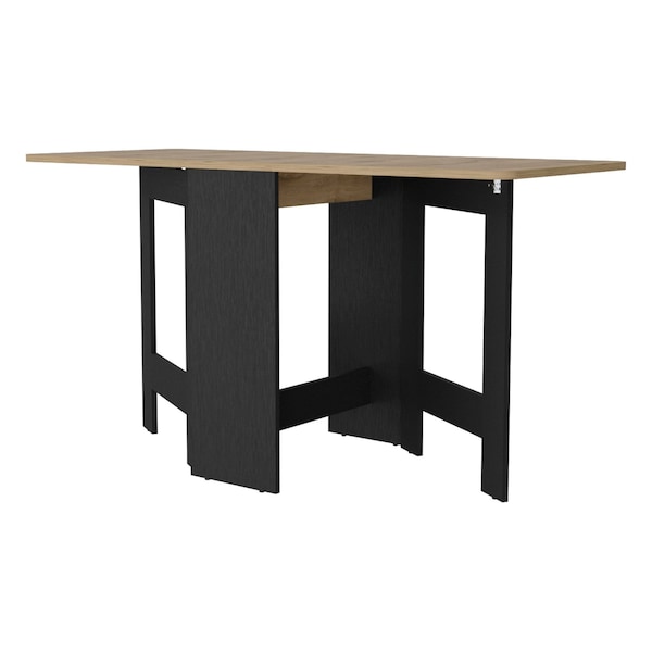Homeroots 24" Wood Brown And Black Drop Leaf Trestle Base Dining Table 530200 - main