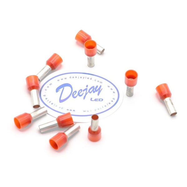 Deejay Led Ferrule Crimp Connector Style for 8 Gauge Wire RED insulator TBHCLAMP8RED - main
