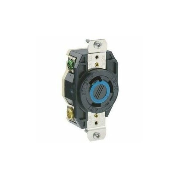 Leviton Flanged Locking Receptacle, L6-30R, 30 A, 250V AC, Single Phase, 2 Pole, Flush Mount, Black 2620 - main