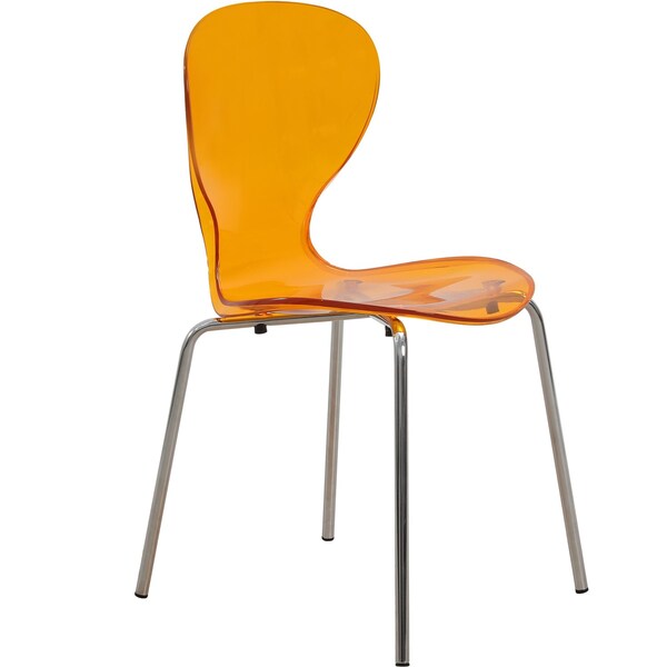 Leisuremod Modern Oyster Side Chair in Transparent Orange with Chromed Base OC17TOR - main