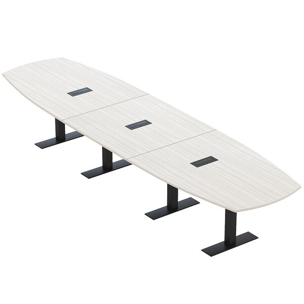 Skutchi Designs Arc Boat Conference Table With Power, 48 in W, 192 in L HAR-ABOT-48X192-T.BK-WA7976-EBLK - main