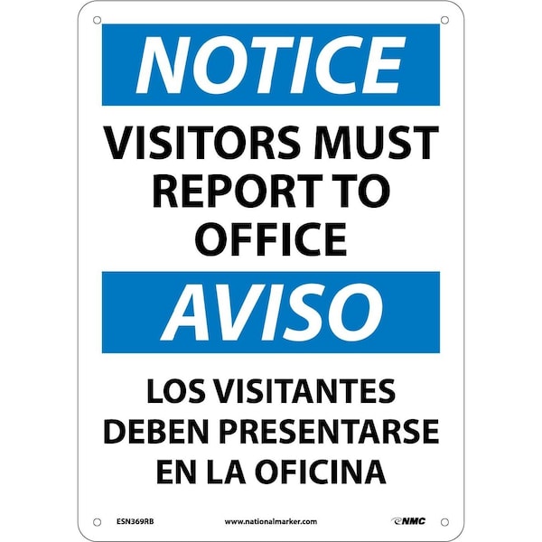Nmc Notice Visitors Report To Office Sign - Bilingual, ESN369RB ESN369RB - main