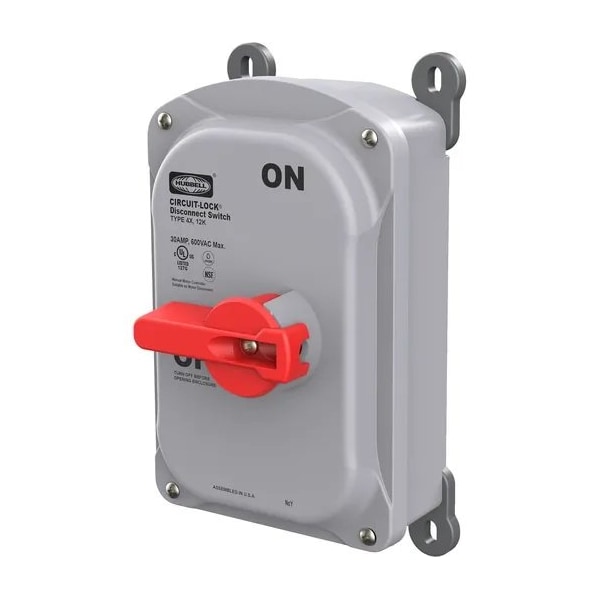 Hubbell Wiring Device-Kellems Disconnect Switch, Nonfusible, 3PST, Three Phase, NEMA 4X, Indoor/Outdoor, Stainless Steel HBLDS30ACNK - main