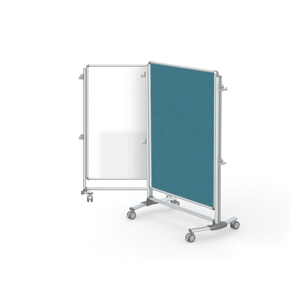 Ghent 57''H X 40''W Nexus Mobile Jr. Partition, Porcelain Magnetic Whiteboard W/ Fabric Tackboard, Teal NEX223MFP-97 - main