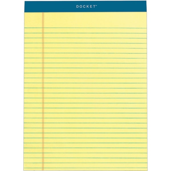 Tops Business Forms TOPS, DOCKET RULED PERFORATED PADS, WIDE/LEGAL RULE, 8.5 X 11.75, CANARY, 6PK 63406 - main