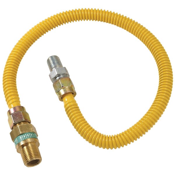 Dormont 1/2'' ODx60'' Coated Stainless Steel Gas Connector 1/2'' MIP, Tapped 3/8'' FIPx1/2'' MIP SmartSense 20C-3131V4TS-60B - main