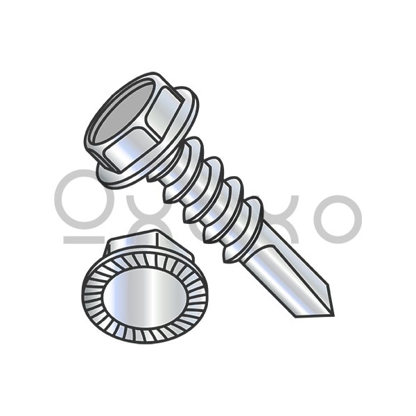 Oxoxo 5/16-12X3/4 A/F.428-.437 HEAD HGT.208-.229 UNSLOT HEXWASH SERRATE #4POINT F/TSELF DRILL, 1200PK 452687 - main