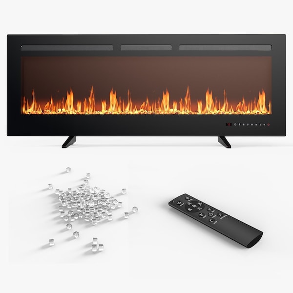 Edendirect 42 in. Wall Mount Electric Fireplace in Black, Sleep Mode, Remote, Adjustable Flame Color and Speed ZR-ZHUMI-BL-Q01-42IN-BK - main