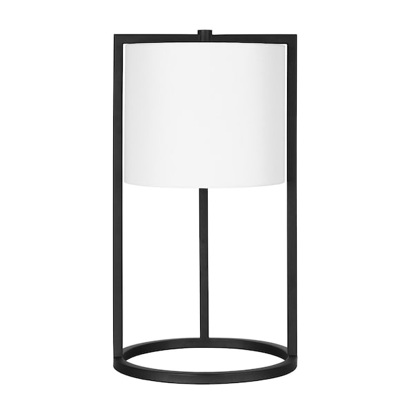 Homeroots 22" Black Metal Table Lamp With White Drum Shade 524443 - main