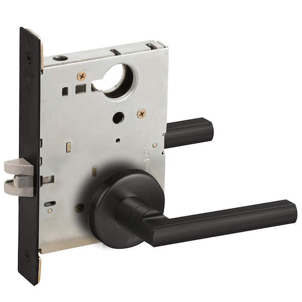 Schlage Grade 1 Passage Latch Mortise Lock, Latitude Lever, B Rose, Flat Black Coated Finish, Field Reversi L9010 LATB 622 - main