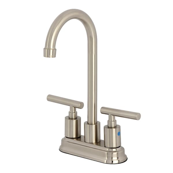 Kingston Brass Double-Handle 4" Centerset High-Arc Bar Faucet, Brushed Nickel FB8498CML - main