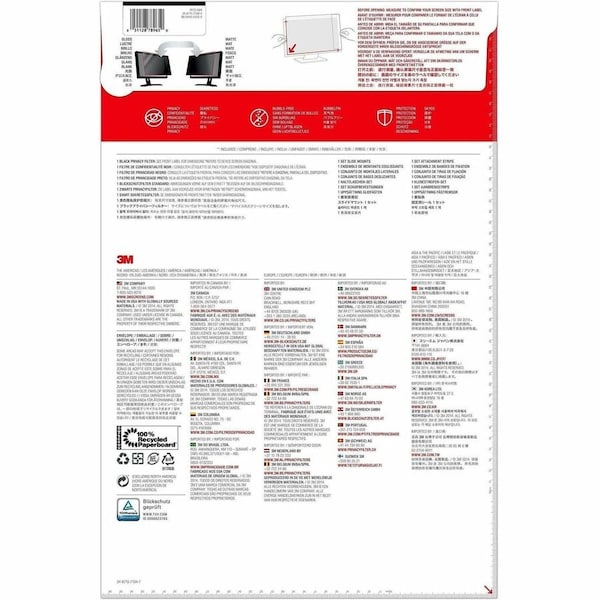 3M Privacy Filter for 23 in Monitors 169 PF230W9B Black, Glossy, Matte, Black MMMPF230W9B - main